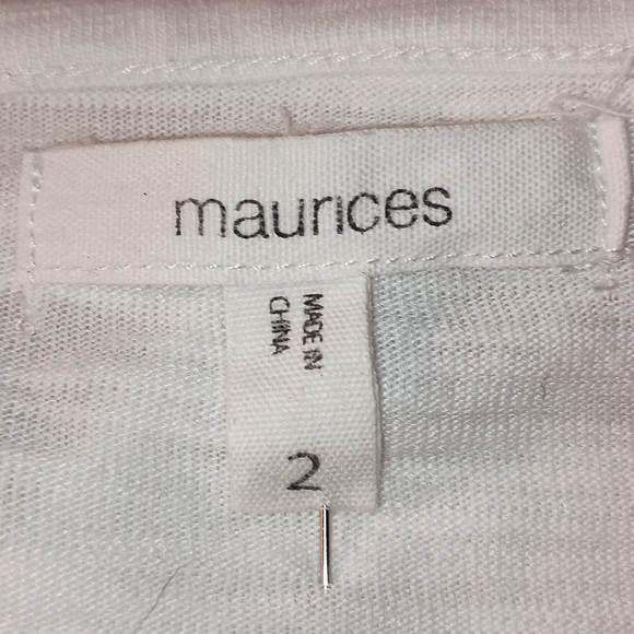 Maurices XL White Short Sleeve Blouse Top Lace Sleeves Knot Front SKUW155 - Picture 7 of 10